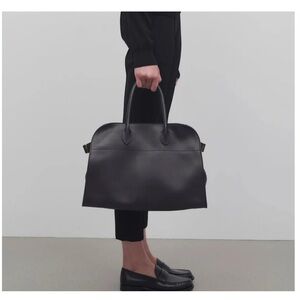 Classic Black Leather Top-Handle Tote - Women's Bag